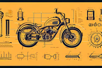 draw detailed product blueprint, vector line art