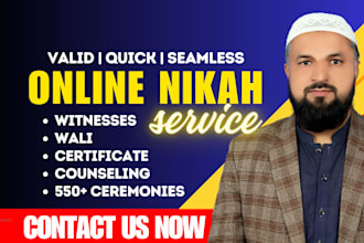 perform online nikah provide witnesses, wali and certificate