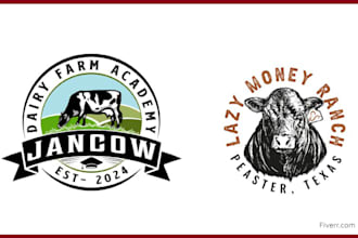make a provide expert agriculture cow bull farm logo design