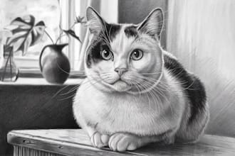 draw realistic portraits of your cat, dog or any pets by pencil
