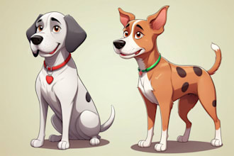 draw cartoon illustration portrait for dog, cat or any pet