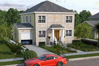 create 3d exterior and interior of a building