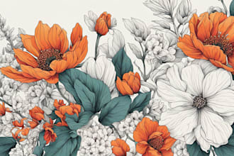 draw line art illustration botanical and flower beautifully