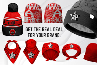 design custom beanies, hats, caps mockup and tech pack