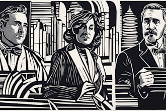 do a custom portrait in linocut style for you