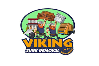 fun vikings junk removal company logo design