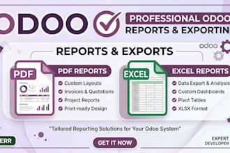 create advanced odoo PDF reports, excel reports