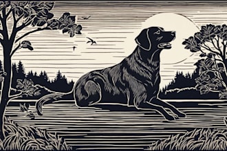 draw a pet portrait using linocut technique