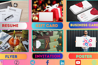 canva resume design, creative flyers, gift cards, ecards