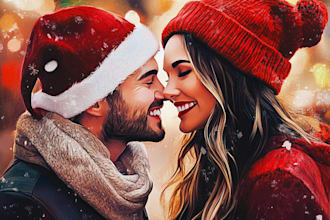 draw your couple into lovely christmas style