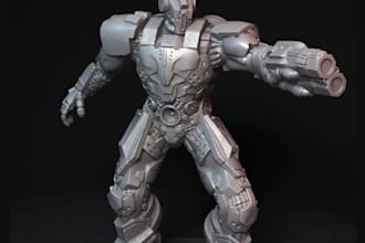 sculpt 3d robot model, dnd miniature, robot stl for printing, hard surface model