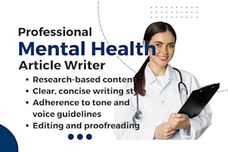 write healthcare articles, mental health, physical health and more