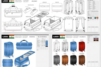 make fashion bag design, bag tech pack, handbag, flat sketch, and accessories