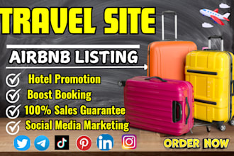 do travel site promotion airbnb listing tourism hotel booking, web optimization