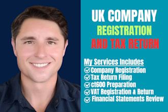 file UK tax return, company accounts, UK vat, and ct600 UK ltd