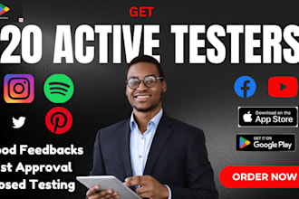 confirm 20 active testers for google play and provide closed testing in 14 days