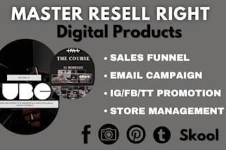 promote master resell right course with sales funnel for passive income