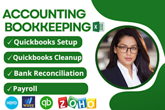 setup clean up and bookkeeping using quickbooks online zoho and xero