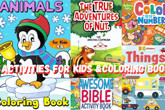 design custom kids activity book, puzzle book, workbook for kids for amazon KDP