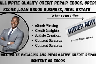 write quality credit repair ebook, credit score,loan ebook business, real estate