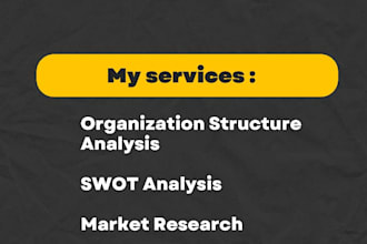 do analysis of any organizational structure, swot and financial analysis