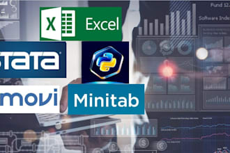 do statistical data analysis in python, minitab, excel, stata and jamovi