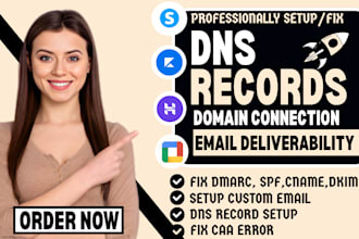 setup or fix dns spf, dmarc, dkim systeme io domain connect,email deliverability
