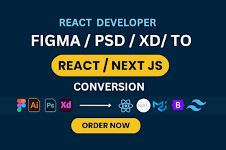 convert xd, psd, figma to react, frontend react developer