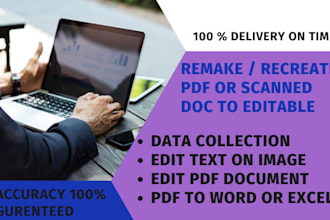 remake or recreate your pdf or scanned documents to editable word or excel doc