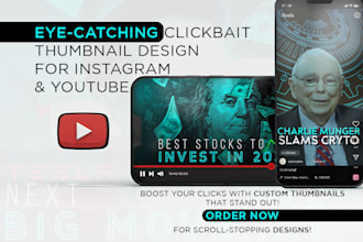 create attractive instagram thumbnail and clickbait youtube thumbnail design