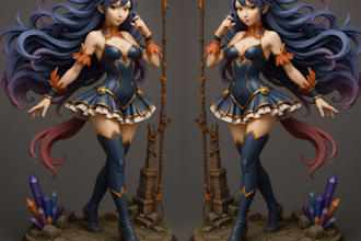 create 3d anime character model 3d toy anime diorama figure for game 3d printing