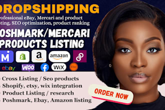 do ebay product listing, mercari, poshmark dropshipping products SEO