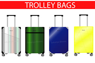 design travel trolley bag with technical sketch