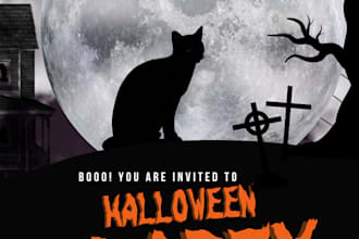 design halloween party flyer, spooky invitation, post card, poster,