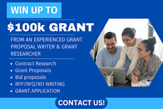 do grant research, application, write grant proposal, business plan