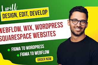 design responsive webflow website build wix website create squarespace website