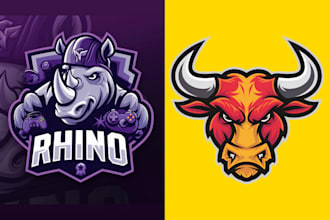 professional rhino and bull logo design services for your brand