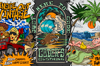 draw a custom clothing cartoon and graphic tshirt design