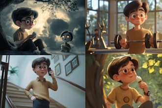 create realistic 3d cartoon characters for storybooks comics youtube