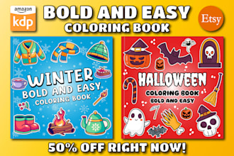 design bold and easy coloring book for amazon KDP
