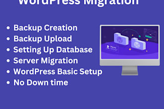 wordpress website redesign, server migration and customization with basic SEO