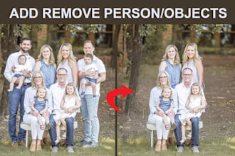 do add or remove person, objects, text or rebuild background in photoshop