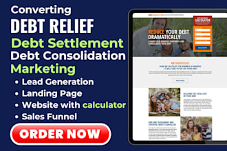 generate exclusive debt relief leads design converting debt settlement website