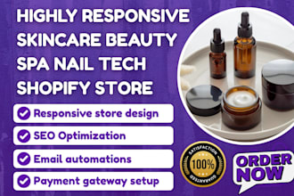 build skincare shopify store beauty spa makeup cosmetics nail tech shopify store