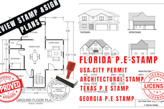 review stamp as licensed civil and structural engineer california, florida stamp