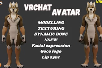 create custom 3d vrchat avatar, furry model, nsfw, vtuber model, vseeface