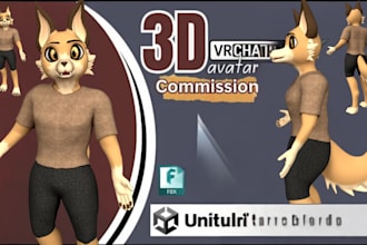 create 3d vtuber model vrc avatar furry, sfm anime vtuber vrm live 3d character