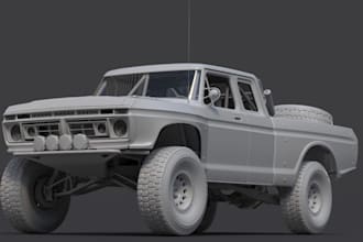 model and render car in blender, car stl for print, rc model,ford f100 supercab