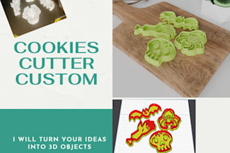 make custom 3d printable cookies cutter stamp, and clay