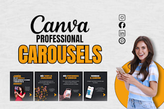 instagram, facebook, linkedin, canva carousels